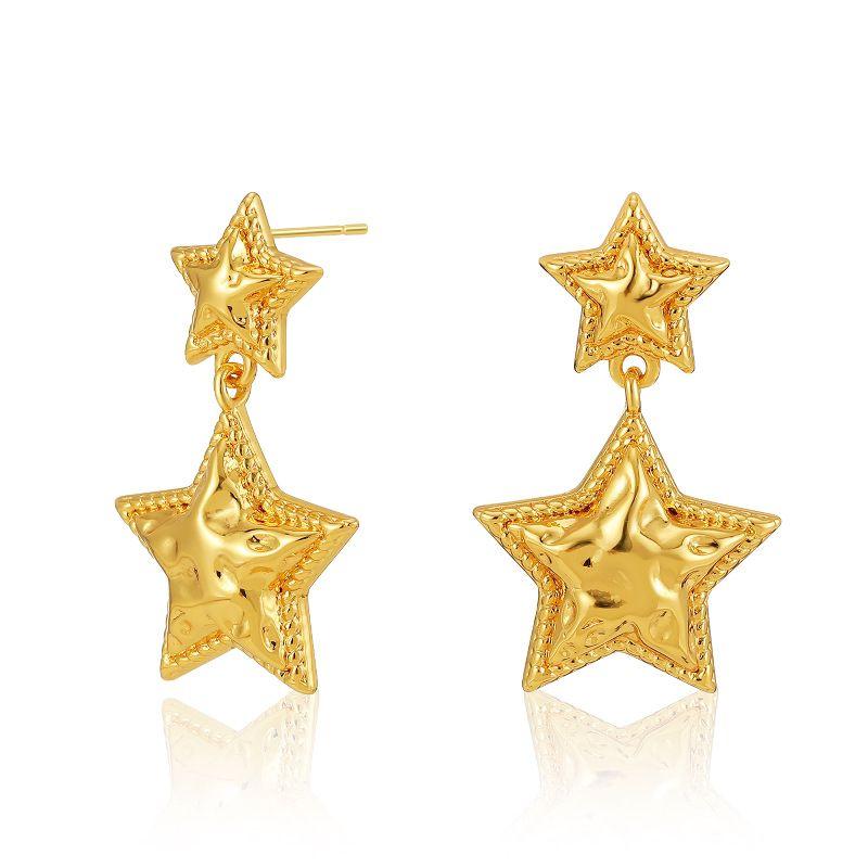 

Dangle & Chandelier 2021 Gold-plated Star Pendant Matte Design Earrings Minimalist Ins Style Sweet Everyday Wild, Silver