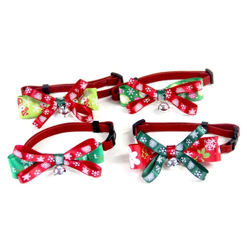 

Dog Collars & Leashes Christmas Pet Cat Collar With Bells Supplies Necklace Bowknot Bow Tie For Puppy Baby Mini