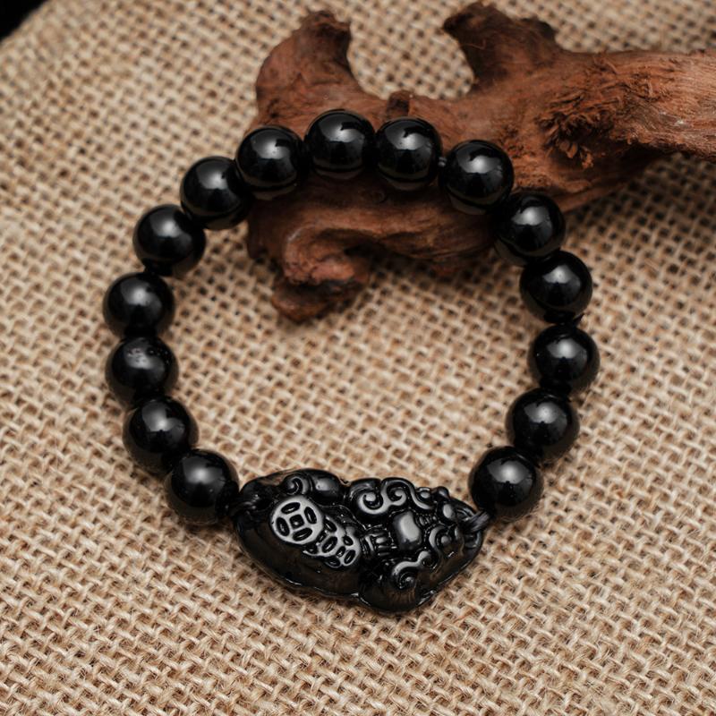 

Beaded, Strands Vintage Black Natural Stone Beads Couple Bracelets Women Lady Transparent Bead Yoga Elastic Jewelry Gift Wholesale