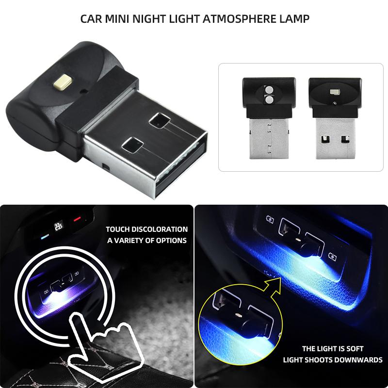 

Interior Decorations 7 Colors Car USB Light LED Auto Atmosphere Neon Ambient Plug Mini Decor Breathing Lamp Decoration