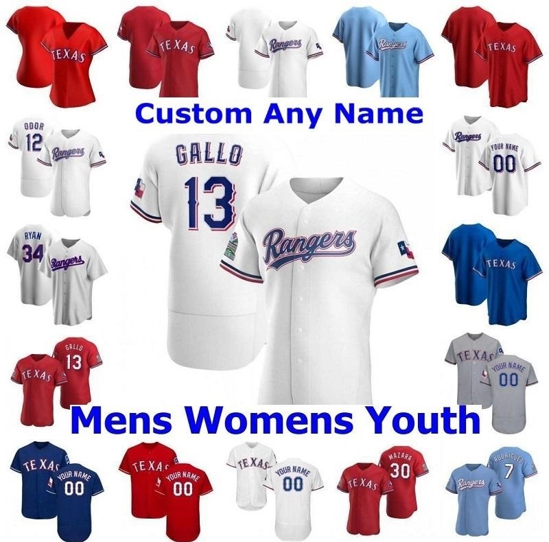 

2021 Men Women kids Texas Jerseys Joey Gallo Authentic Rougned Odor Shin-Soo Choo Elvis Andrus Ronald Guzman Adrian Alexis Rangers Baseball Jersey, As shown in illustration