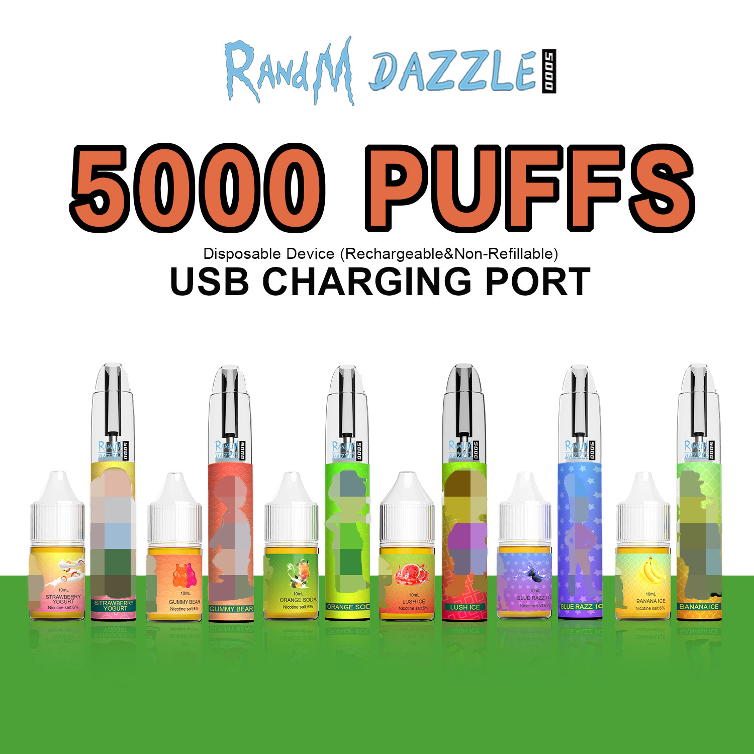 

Original RandM Electronic Atomizer Cigarette 5000 Puffs Vape Pen Built-In Battery Rechargable Tank Refillable Cartridges Color RGB Light Mul