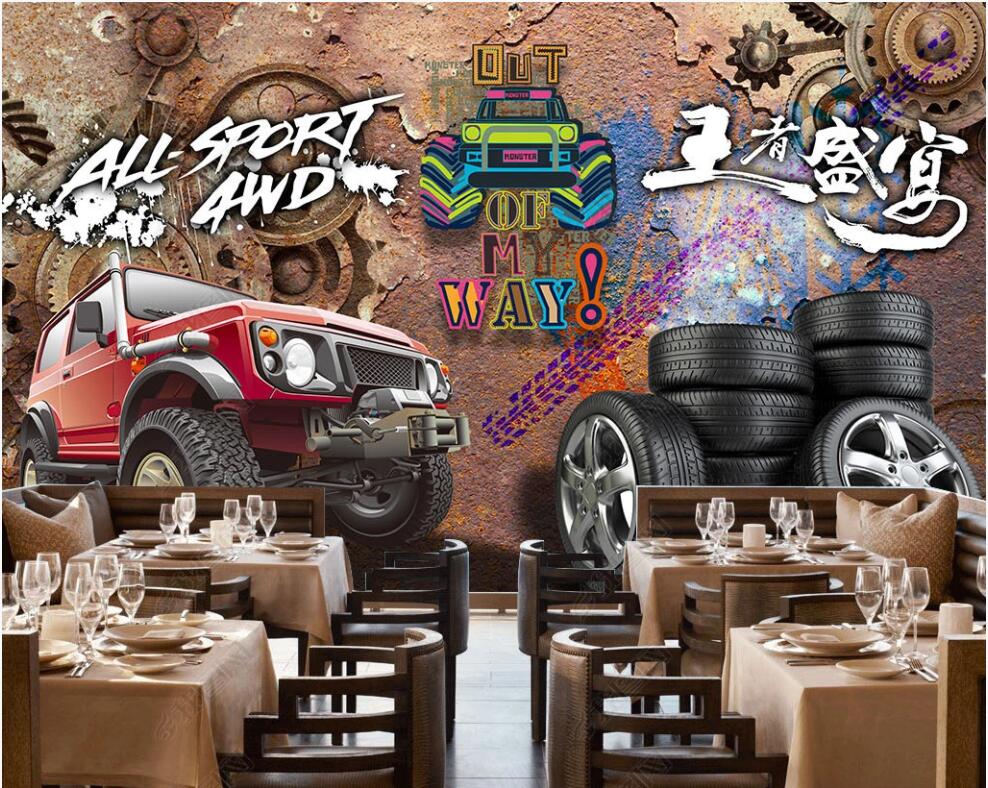

3d wallpaper custom photo mural Retro rust gear tire car home decor 3d wall murals wallpaper for living room in rolls, Non-woven wallpaper
