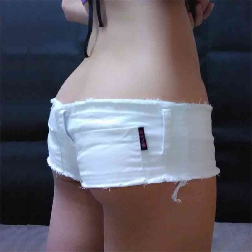 

Low Waist Sexy White Shorts Tassel High Cut Vintage Denim Booty Short Cute Micro Mini Jeans Night Club Wear M35 210719
