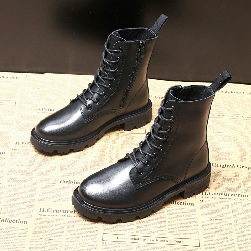 

Womens shoes designers short boots winter boots lady girl silk cowhide high women flat and ankle boot Wholesale size 35 to 40, Black