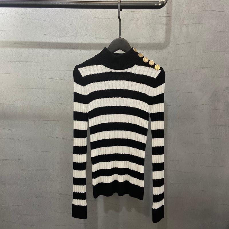 

Women's Sweaters 2022SS Spring Women Casual Striped Knitted Jumpers Female Chic Sweater Pullover Gdnz 12.09, White;black
