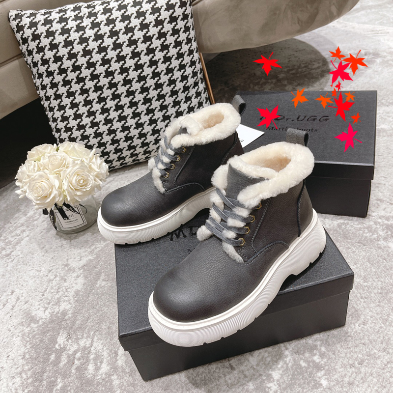 

2022 Leather Boots ladies short Ankle Cowskin Boot autumn winter Chunky Heel Martin Booties Fashion Camfortable shoes Top Quality with box size 35-40 -H127, Picture color