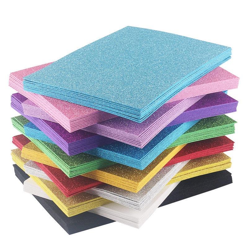 

Free Shipping 5pcs/bag 2MM Thick A4 with Gold Powder Sheet Material Glitter Bright Sponge Paper Foam Paper Kindergarten Handmade