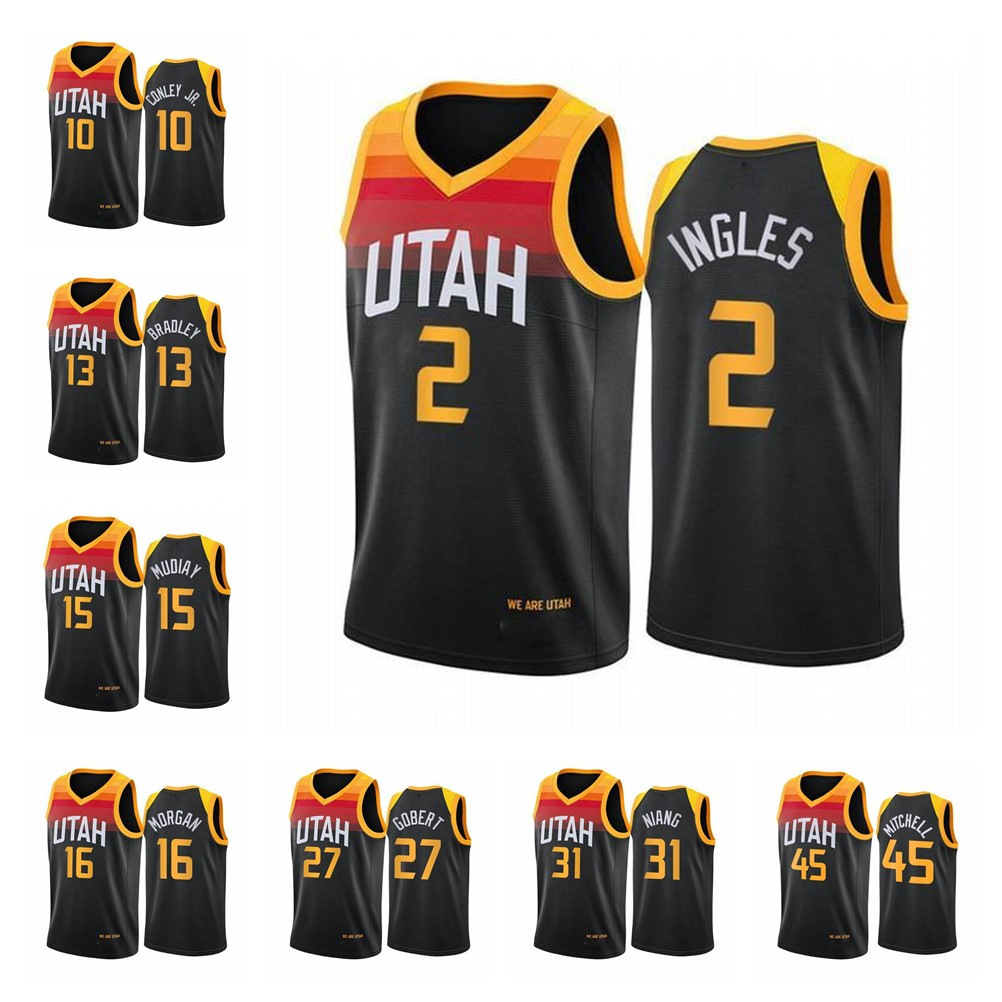 

2020 2021 Men Donovan 45 Mitchell Mike 10 Conley 00 Clarkson Rudy 27 Gobert 17 Udoka Azubuike 15 Derrick Favors Basketball Jerseys, Black;red