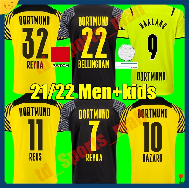 

dortmund jerseys Borussia 21 22 fourth 4th 2021 2022 soccer football shirt HAALAND REUS NEONGELB BELLINGHAM HUMMELS BRANDT adult men + kids kit youth maillot de foot, Adult home+league patch
