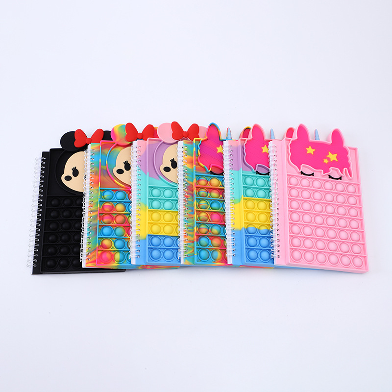 

New Push Its 24.5*15CM Unicorn Notebook Fidget Toy Popper Bubble Up Finger Silicone Cover Notepad Student Decompression Fidgets Toys notebooks