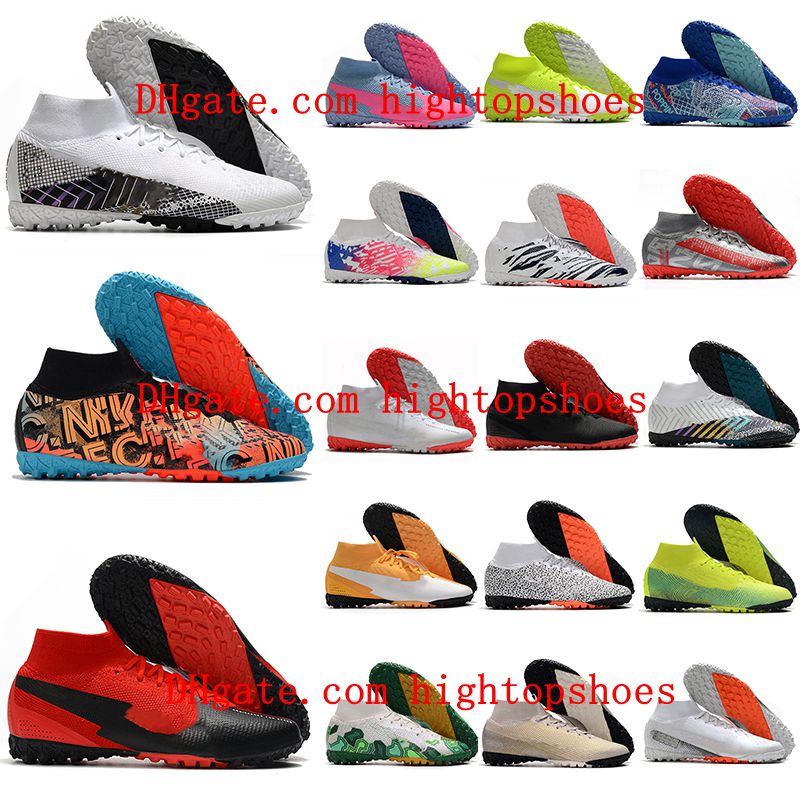 

2021 mens soccer shoes Mercurial Superfly 7 Elite MDS TF Turf Cleats Neymar Cristiano Ronaldo CR7 football boots botas de futbol black, As picture 18