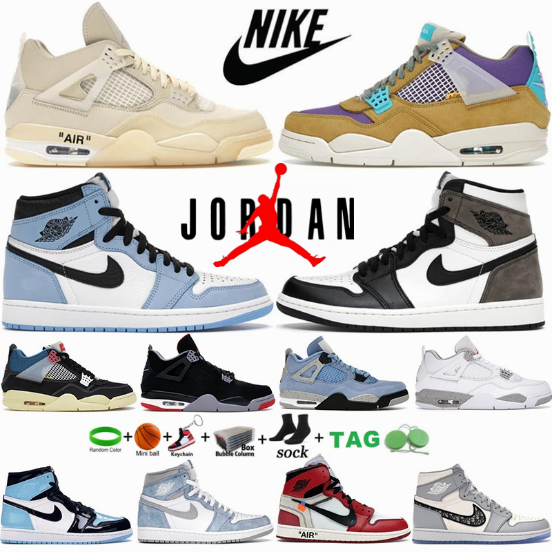 

Air Jordan Shoe 4 4S Paris Off White Oreo Bred Sail Retro Black Cat Jumpman 1 1s Basketball Shoes Travis Scott trainers Union Cactus Jack University Blue Mens sneakers, 39