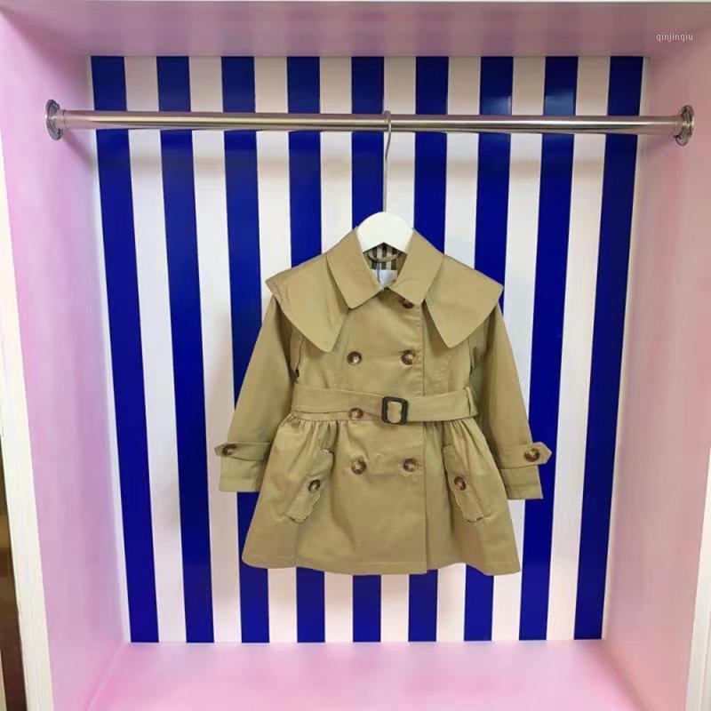 

Coat Explosive Children's Clothing 2021 Early Autumn Product Girl's Lapel Fashion British Style And Western Windbreaker Jacket, T, Blue;gray