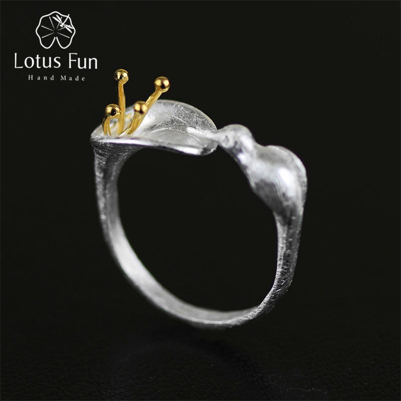 

Cluster Rings Lotus Fun Real 925 Sterling Silver Natural Creative Handmade Designer Fine Jewelry Adjustable Hummingbird For Women Bijoux, Golden;silver