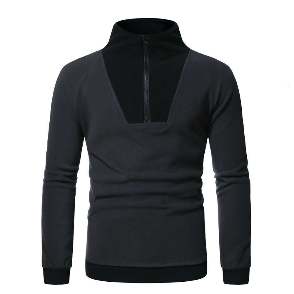 

Autumn and winter 2021 new high collar men's casual sweater jacket European Pullover, Black