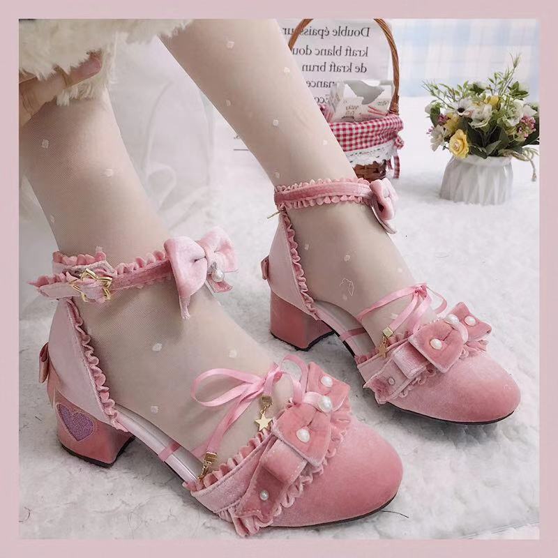 

Sweet Spring Loli Girls Kawaii Tea Cosplay Japanese Party Beautiful Anime Lolita Bowknot Shoes Harujuku Women's Sandals Dy9l