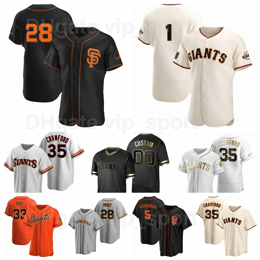 

35 Brandon Crawford Jersey Baseball 1 Mauricio Dubon 33 Darin Ruf 5 Mike Yastrzemski 28 Buster Posey 41 Wilmer Flores Custom Name Number, Blue;black