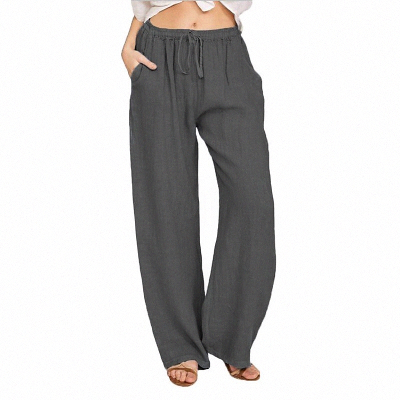 Pantalon décontracté pour femmes Culotte jambe large pantalon large jambe curseur de cordon de curseur Pantalon Pantalon Casual quotidien Micro-é