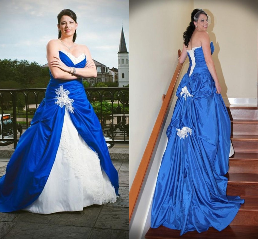 

Modern Blue And White Wedding Gowns A Line Plus Size Ruched Satin Vintage Bridal Dress Sweetheart Sweep Train Lace-up Back Appliqued Lace Vestidos De Novia AL8817, Ivory