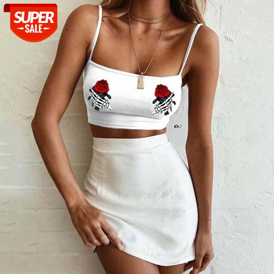 

2019 Brand New Summer Ladies Women Sexy Boho Floral Print Sleeveless Crop Tops Strappy Bustier Bralette Vest Cami Shirt #OD7M, White
