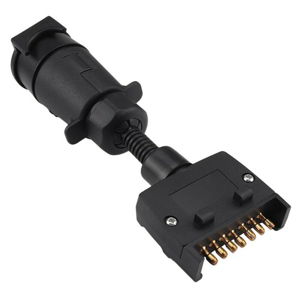 

ABS Trailer Adapter 7 Pin Flat Male Round Plug To 7 Pin Large Socket Connector