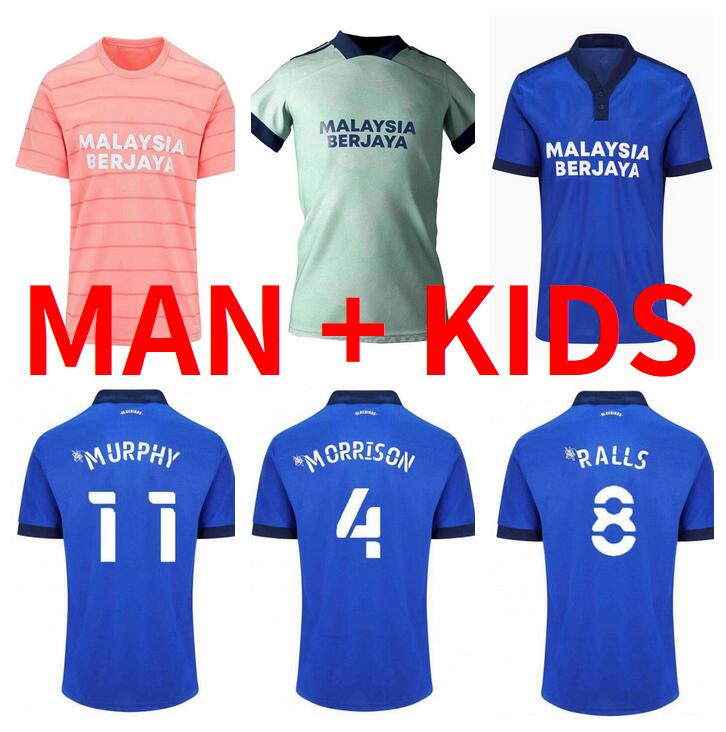 

2021 2022 Cardiff soccer jerseys city home away Moore 21 22 camisetas de fÃºtbol Morrison Ralls Murphy Hoilett Leandro Bacuna Marlon Pack Man kids kit, Black;yellow