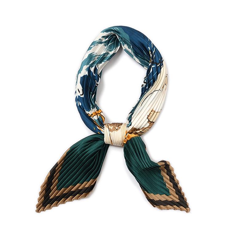 

Scarves Vintage Train Pattern Silk Pleated Scarf Bikini Swimming Design Head Foulard Neckwear