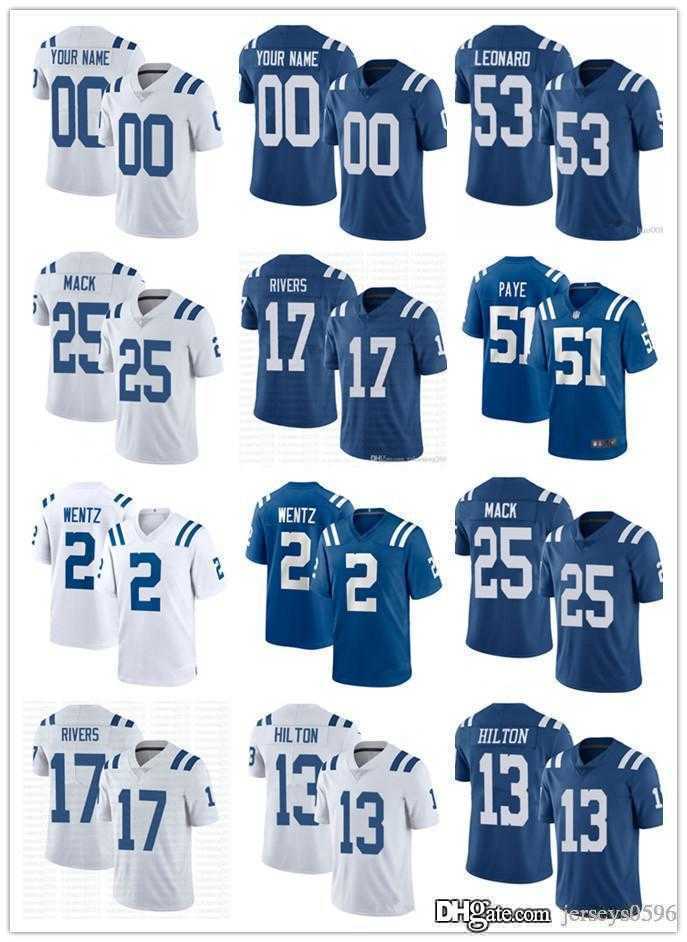 

custom Indianapolis''Colts''men women youth 13 T.Y. Hilton 53 Darius Leonar 2 Matt Ryan 28 Jonathan Taylor 56 Quenton Nelson Football Jerseys, Color