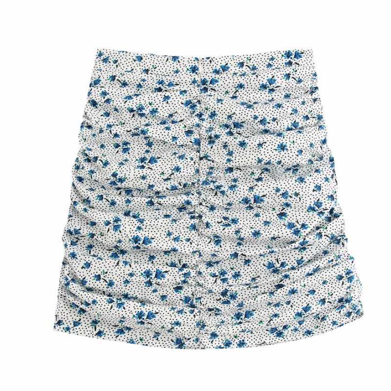 

Women fashion floral print dots pleated casual slim mini skirt faldas mujer ladies back zipper chic hip package skirts QUN562 210603, Bb qun562g