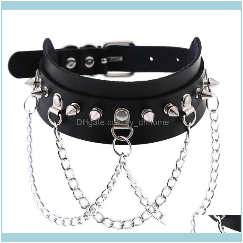 

Necklaces & Pendants Jewelrytrendy Punk Gothic Street Alloy Chain Collar Colier Women Choker Necklace Clavicle Pin Buckle Pu Leather Nightcl