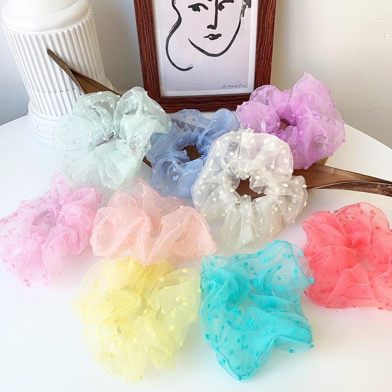 

Transparent Organza Hair Scrunchies Spring Candy Color Oversize Hair Rope Ponytail Accessories For Women Girls Ties
