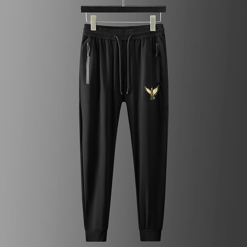 

Men's Pants High End European Summer Thin Ice Silk Sports Casual Men 2022 Korean Fashion Printing Slim Fit Leggings, Black