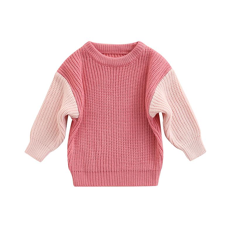 

Pullover Baby Sweaters Autumn Winter Kids Boys Girls Round Neck Patchwork Tops Toddler Long Sleeves Sweater Infant T-shirt Clothes, As photo shows