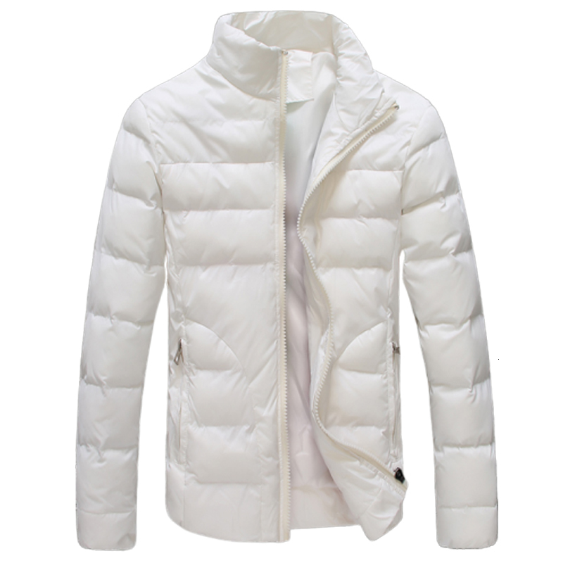 

2021 New Men Parka Padded Mens Warm Jacket Solid Color Stand Collar Fashion White Male Coat Zipper Winter Clothes 3wah, Khaki