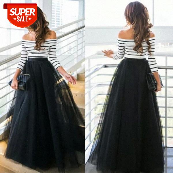 

NEW Womens Multi Layer Tulle Pleated Retro Long Maxi Tutu Dress High Waist #Ea4l, Black;gray