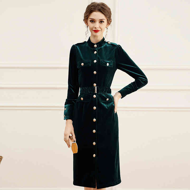 

Casual Dresses Zhili winter dress elastic waistband, slim waist, golden velvet with large WD4Z, Black