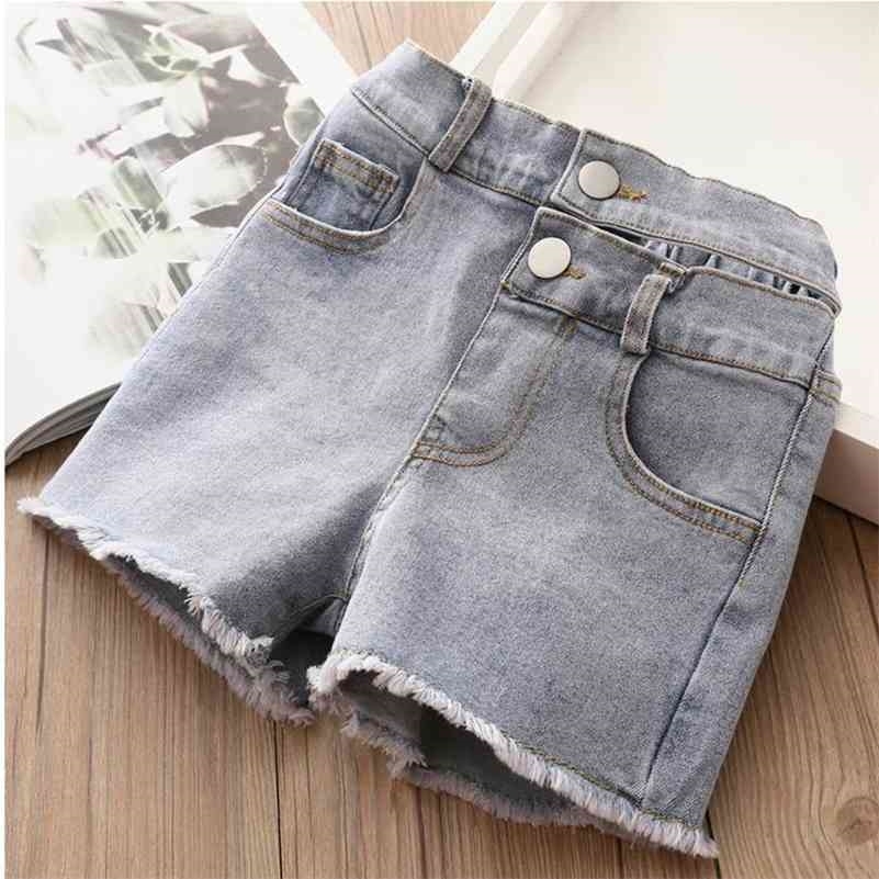 

Summer Casual 3 4 5 6 7 8 9 10 11 12Years Leisure Wear Teens Jeans Trend Buttons Denim Shorts For Kids Baby Girls 210701, Blue