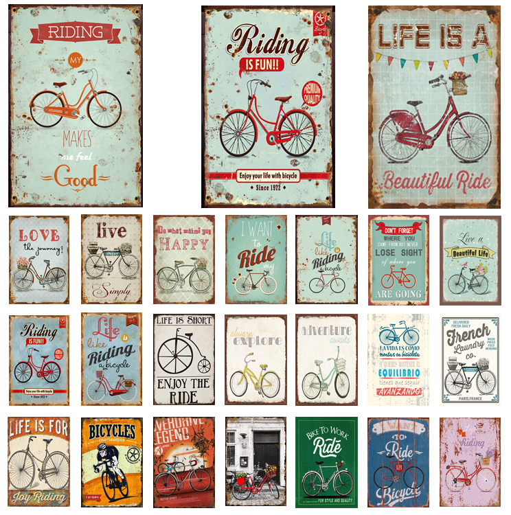 

Vintage Home Wall Decoration 20X30CM Bike Design Tin Signs Bicycle Souvenir Decor Retro Metal Tin Sign