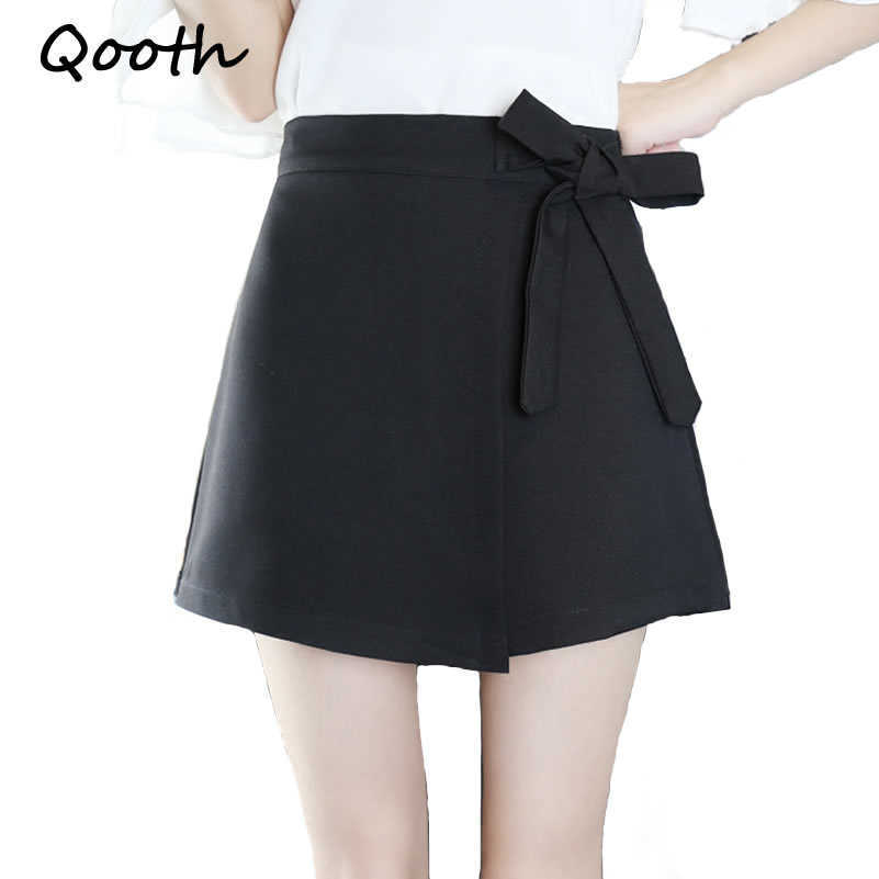 

Qooth Spring Sumemr Skirt Women Short Skort High Waist Solid Preppy Style A-line Young Girl Size 2XL Mini QH983 210609, Beige