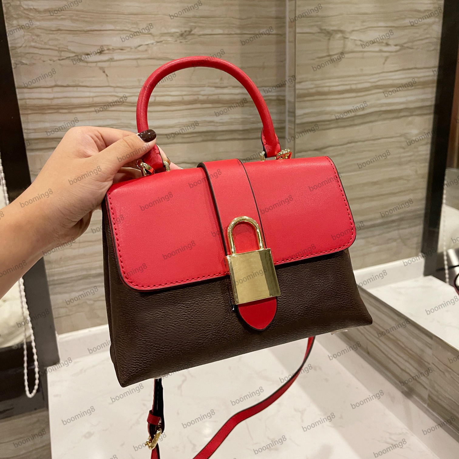 

Original style High Quality Genuine Leather LOCKY BB presbyopia Totes lock postman bag portable female handbag Shoulder Bags handbags, Box no single shot
