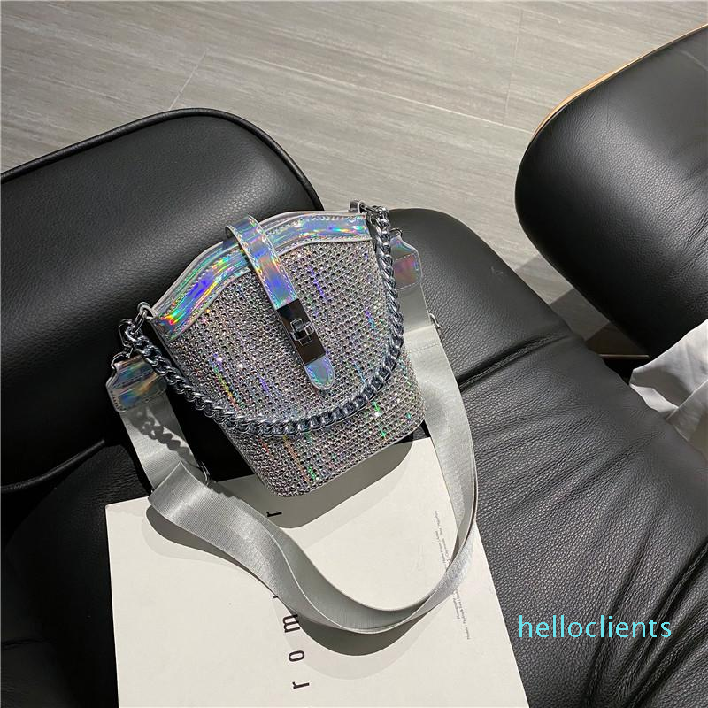 

Cross Body Holographic Crossbody Bags For Women Luxury Leather Handbags Vintage Bucket Shoulder Bag Female Solid Ladies Top Handle, Black