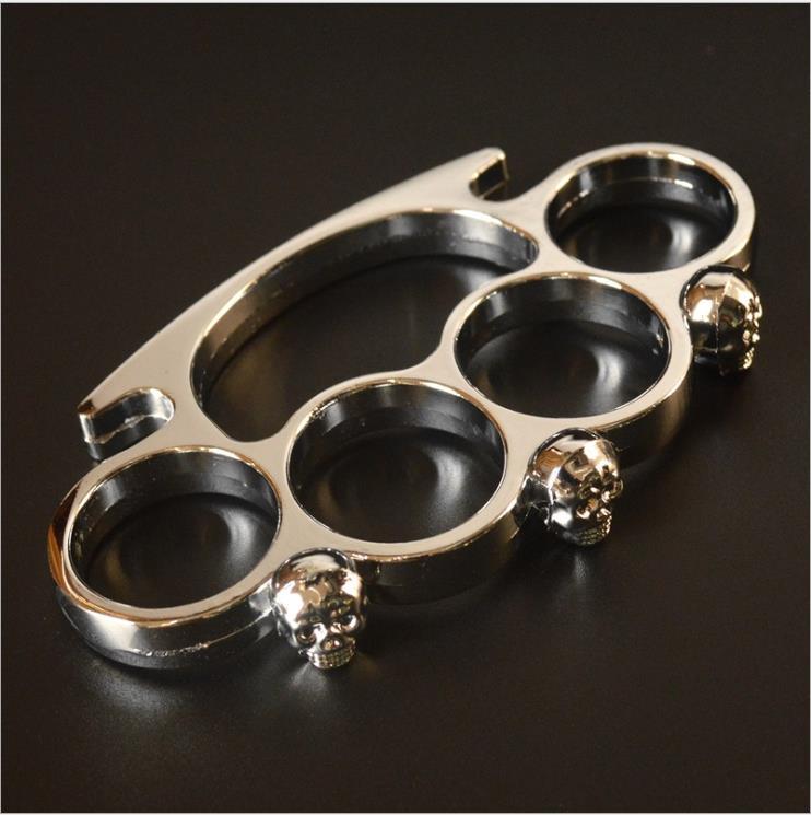 

20 Three-color skull hand clasp fist clasp tiger finger tiger four finger legal self-defense weapon hand support glove ring ring defense, Black