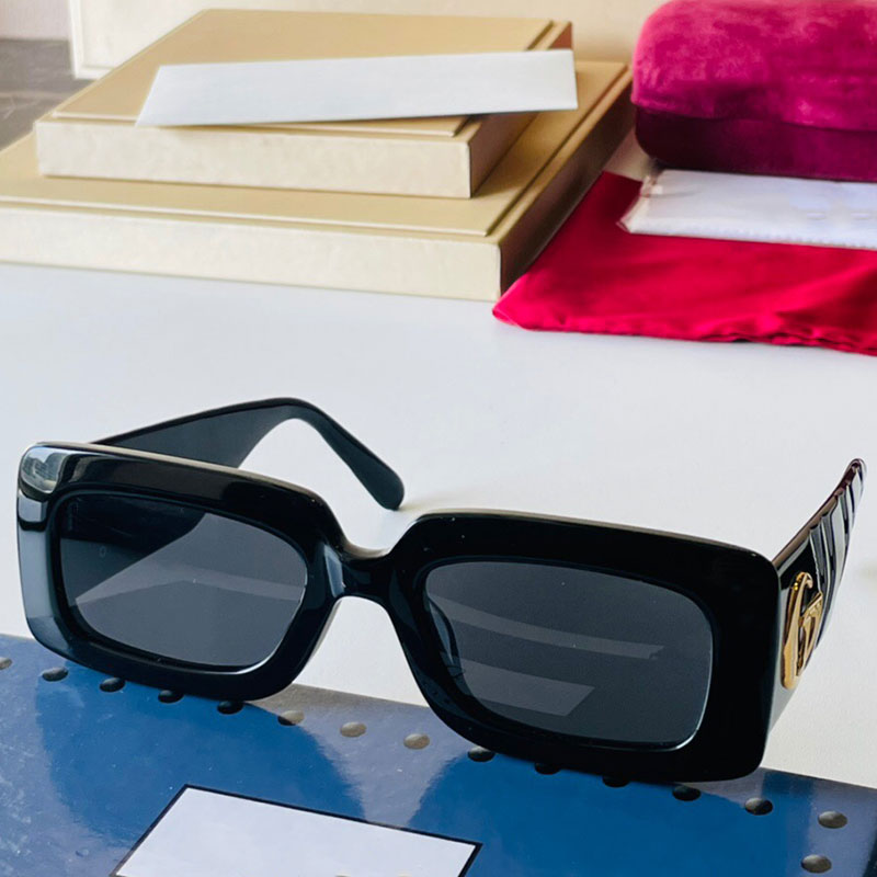 

Designer sunglasses 0811S spring and summer square thick frame mens or womens sunglasses ultra-wide temples metal letters travel vacation glasses UV400 with box