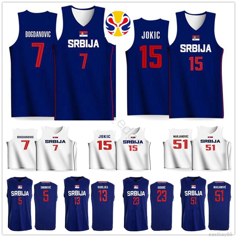 

2019 World Cup Srbija Team Serbia Basketball Jersey 21 Nikola Milutinov 22 Vasilije Micic 23 Marko Guduric Vladimir Lucic Raduljica Bircevic, Black;red