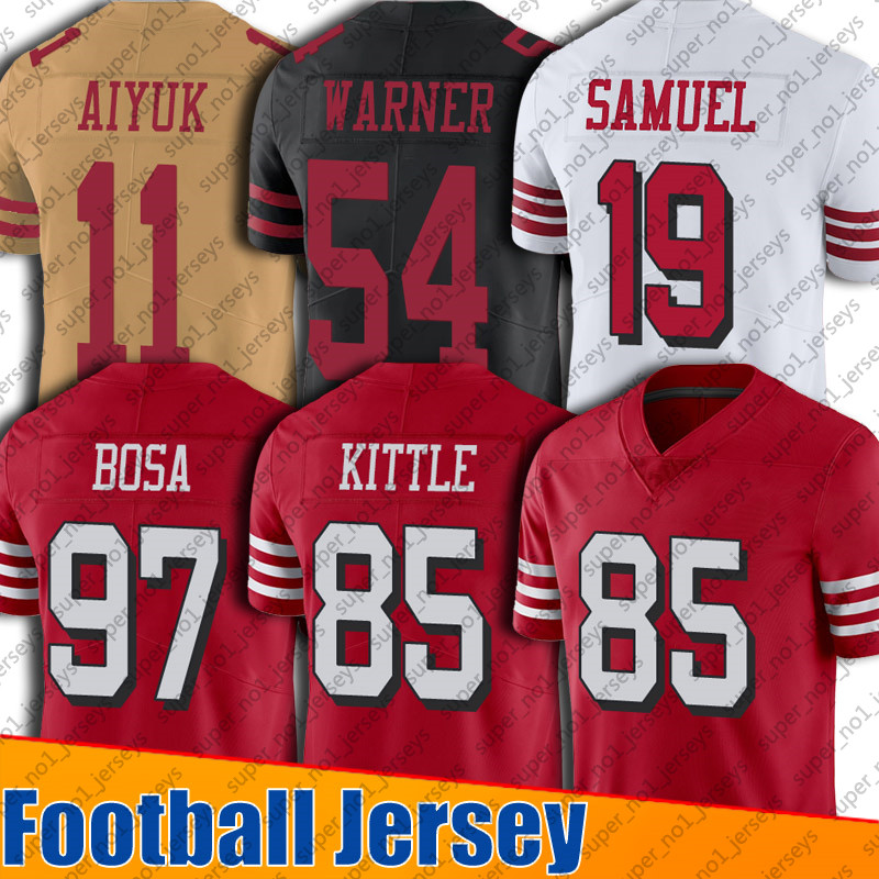 

85 George Kittle 97 Nick Bosa 19 Deebo Samuel Jersey Football Brandon Aiyuk Fred Warner Trey Lance Jerseys Jimmy Garoppolo Juszczyk Trent Williams Trent Sherfield, +patch man custom jersey (49)