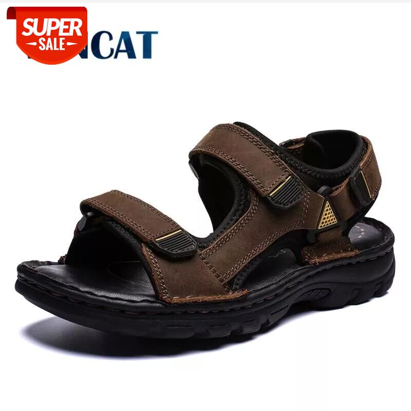 

Summer Men's Sandals Genuine Leather Business Casual Shoes Men's Breathable Design Outdoor Beach Sandals Roman Water Sneakers #7k5H, Black