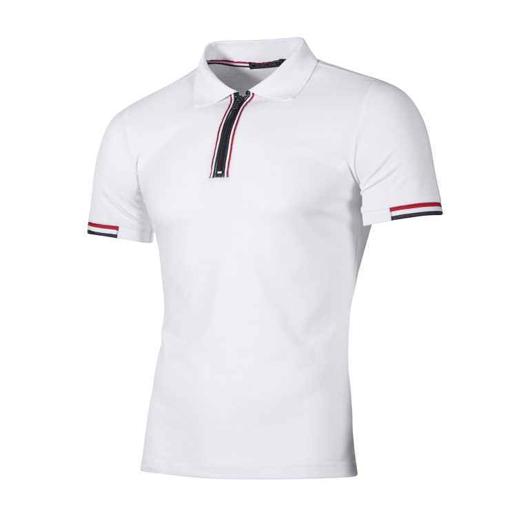 

E-Baihui 2021 New Thin Style Four Seasons Simple Polo shirts Stripes Men Casual Loose Short Sleeve Zipper Stitching T-shirt POLO Shirt ZT62, White;black