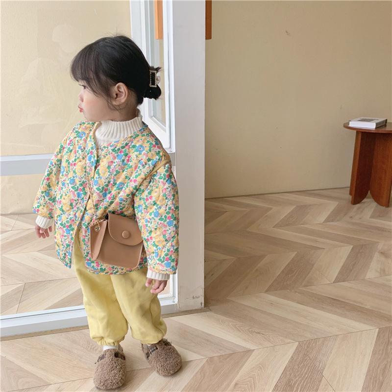 

Jackets 2021 Winter Models Of Girls Floral Cotton Jacket Baby Children's Clothing Girl Clothes, Blue;gray
