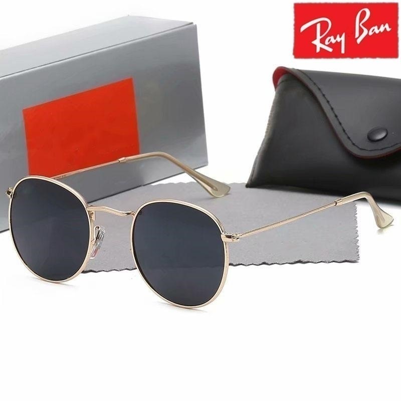 

High Quality Ray Men Women Sunglasses Vintage Pilot wayfarer round Brand Sun Glasses Band UV400 Bans With box and case 3447, White;black